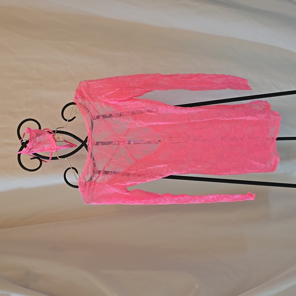 NEW IN BAG VICTORIA'S SECRET lacy see-through nightie and thong underwear